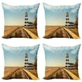thumbnail image 1 of Ambesonne Beach Throw Pillow Cover 4 Pack, Lighthouse Sea Waves, 18", Multicolor, 1 of 7
