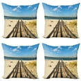 thumbnail image 1 of Ambesonne Beach Throw Pillow Cover 4 Pack, Perdido Beach Long Pier, 20", Cream Blue, 1 of 7