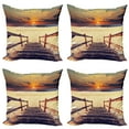 thumbnail image 1 of Ambesonne Beach Throw Pillow Cover 4 Pack, Romantic Sunset Skyline, 20", Orange Cream, 1 of 5