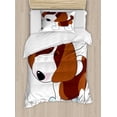 thumbnail image 1 of Ambesonne Beagle Duvet Cover Sets, Cartoon Puppy Illustration, 2-Twin, White Cinnamon and Chocolate, 1 of 4
