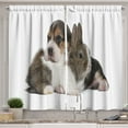 thumbnail image 1 of Ambesonne Beagle Kitchen Curtains, Rabbit Puppy Pet Friends, 55"x45", Taupe Black White, 1 of 3