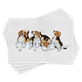thumbnail image 1 of Ambesonne Beagle Place Mats Set of 4, 4 Beagle Hounds Play, Standard Size, Brown White and Black, 1 of 4