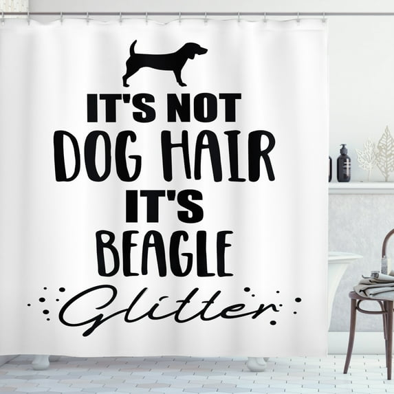 Ambesonne Beagle Shower Curtain, Dog Love Inspirational Motto, 69"Wx70"L, Charcoal Grey White