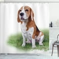 thumbnail image 1 of Ambesonne Beagle Shower Curtain, Focused in Mind Dog Sketch, 69"Wx70"L, Rosewood Caramel, 1 of 5