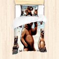 thumbnail image 1 of Ambesonne Bear Duvet Cover Set, Funny Cool Cartoon Animal Gang, Twin, Pale Blue Umber and Chocolate, 1 of 3