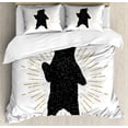 thumbnail image 1 of Ambesonne Bear Duvet Cover Sets, Sketch Art Tribal, 2-Queen, Charcoal Grey and Brown, 1 of 7