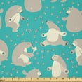 thumbnail image 1 of Ambesonne Bear Fabric by the Yard Microfiber, Funny Animals and Bees, 3 Yards, Turquoise Tan and Beige, 1 of 4