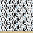 thumbnail image 1 of Ambesonne Bear Fabric by the Yard Upholstery, Modern Forest Animals Joy, 1 Yard, Pale Blue Black White, 1 of 4