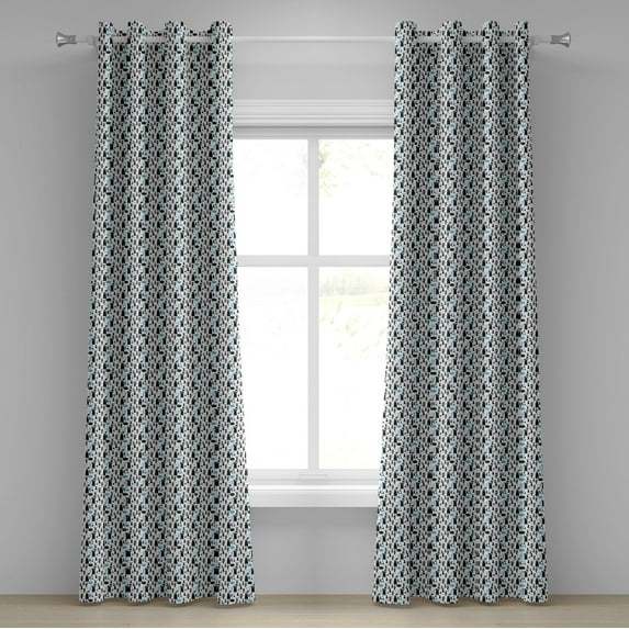 Ambesonne Bear Grommet Curtain, Modern Forest Animals Joy, 50" x 96", Pale Blue Black White