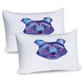 thumbnail image 1 of Ambesonne Bear Pillow Sham 2 Pack, Cosmic Polygonal Portrait, 36"x20", Blue Magenta, 1 of 3