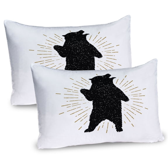 Ambesonne Bear Pillow Sham 2 Pack, Sketch Art Tribal, 26"x20", Charcoal Grey and Brown
