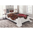thumbnail image 1 of Ambesonne Bear Quilted Bedspread Set 2 Pcs, Head with Patterns, Twin Size, Brown Red Blue, 1 of 3