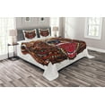 thumbnail image 1 of Ambesonne Bear Quilted Bedspread Set 3 Pcs, Head with Patterns, Queen Size, Brown Red Blue, 1 of 3