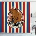 thumbnail image 1 of Ambesonne Bear Shower Curtain, Circus Mascot on Bicycle, 69"Wx70"L, Ruby Blue Brown, 1 of 3