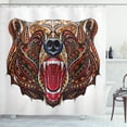 thumbnail image 1 of Ambesonne Bear Shower Curtain, Head with Patterns, 69"Wx84"L, Brown Red Blue, 1 of 3