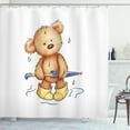 thumbnail image 1 of Ambesonne Bear Shower Curtain, Teddy Bear Rain Umbrella, 69"Wx84"L, Sand Brown Yellow Blue, 1 of 3