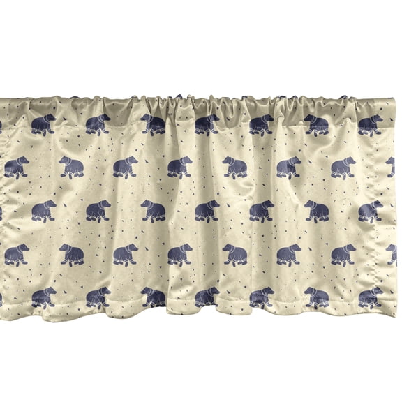 Ambesonne Bear Window Valance, Bears Pattern in Tribal Ornaments Primitive Culture Ethnic Cartoon Bohemia, Curtain Valance for Kitchen Bedroom Decor with Rod Pocket, 54" X 12", Cream and Purple Grey