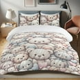 thumbnail image 1 of Ambesonne Bears Duvet Cover Set, Pastel Colors Happy Teddies, Queen, Blush Pale Eggshell, 1 of 4