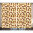 thumbnail image 1 of Ambesonne Bee Curtains 2 Panel Set, Grizzly Bear Eating Honey, 108" x 63", Multicolor, 1 of 3