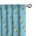 thumbnail image 1 of Ambesonne Bee Curtains, Cartoon Animal Characters Art, Pair of 28"x84", Earth Yellow Sky Blue, 1 of 2