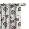 thumbnail image 1 of Ambesonne Bee Curtains, Sunflowers and Funny Bees, Pair of 28"x84", Dark Blue Ruby Mustard, 1 of 5