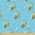 thumbnail image 1 of Ambesonne Bee Fabric by the Yard Upholstery, Cartoon Animal Characters Art, 1 Yard, Earth Yellow Sky Blue, 1 of 5