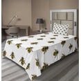 thumbnail image 1 of Ambesonne Bee Fitted & Top Sheet Set with Sham, Honey Maker Insect Pattern, Yellow Grey, 1 of 4