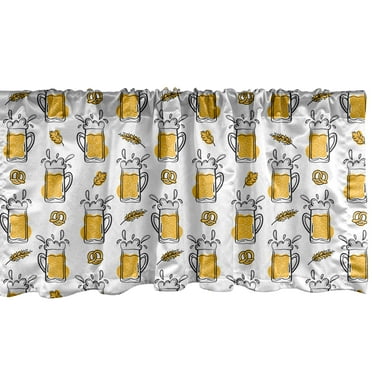 Ambesonne Beer Window Valance, Alcoholic Drink in Mug Pattern, 54" X 12", Orange Charcoal Grey