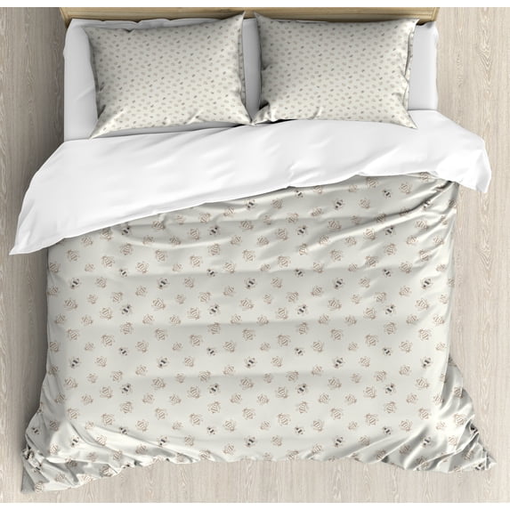Ambesonne Bees Duvet Cover Set, Natural Apoidea Honey Wildlife, 2-Calking, Coconut Warm Taupe