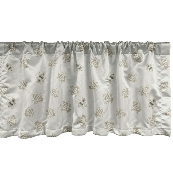 Ambesonne Bees Window Valance, Natural Apoidea Honey Wildlife, 42" x 18", Coconut Warm Taupe
