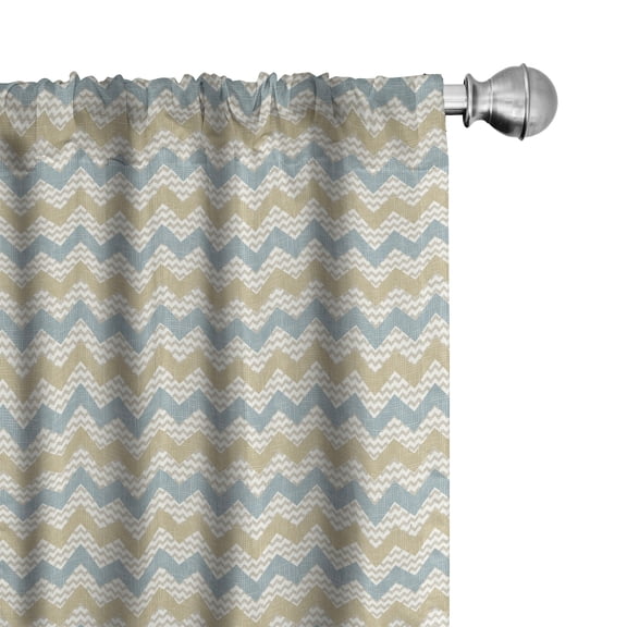 Ambesonne Beige Window Curtains, Herringbone Line Pattern, Each 28" W x 95" L, Beige Stale Blue Dust