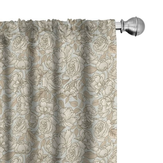 Ambesonne Beige Window Curtains, Wedding Bouquet Flora, Each 28" W x 95" L, Dust Beige Tan