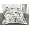 thumbnail image 1 of Ambesonne Beige Black Quilted Bedspread Set 3 Pcs, Musical Instruments, King Size, Beige Black, 1 of 5