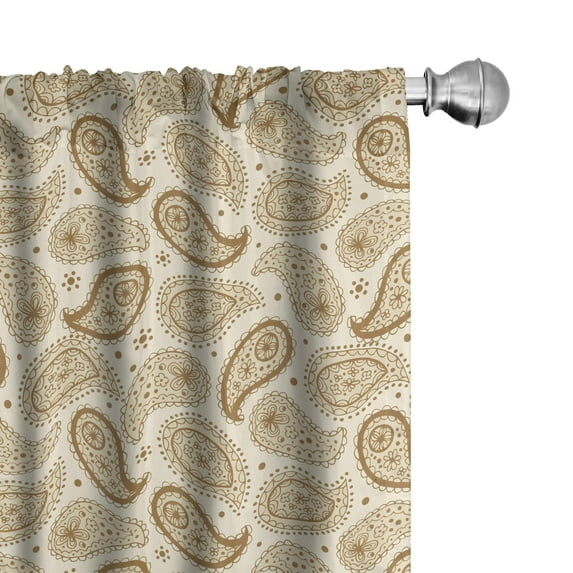 Ambesonne Beige Curtains, Paisley Oriental Persian, Pair of 28"x84", Cream