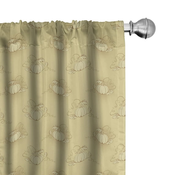 Ambesonne Beige Curtains, Pumpkins Field Halloween, Pair of 28"x63", Beige