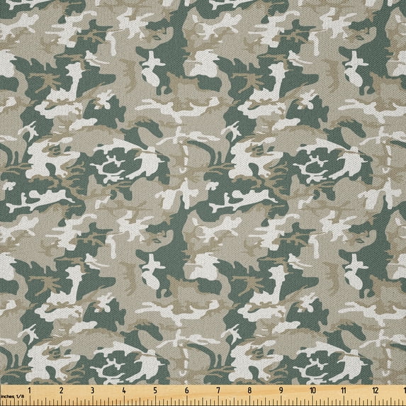 Ambesonne Beige Green Fabric by the Yard Microfiber, Forest Colors Art, 2 Yards, Sepia Grey Teal