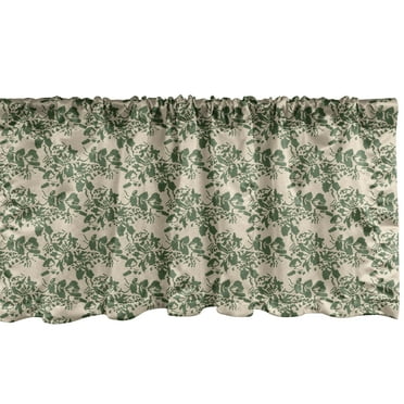 Ambesonne Beige Green Window Valance, Camo Print Like Leaves, 54" X 18", Olive Green