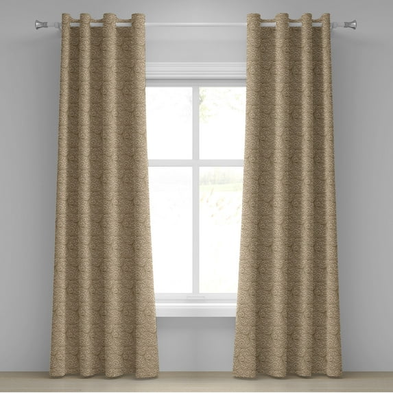 Ambesonne Beige Grommet Curtain, Damask Floral Victorian, 50" x 120", Beige