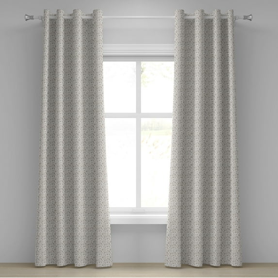 Ambesonne Beige Grommet Curtain, Gentle Floral Nature, 50" x 108", Tan White