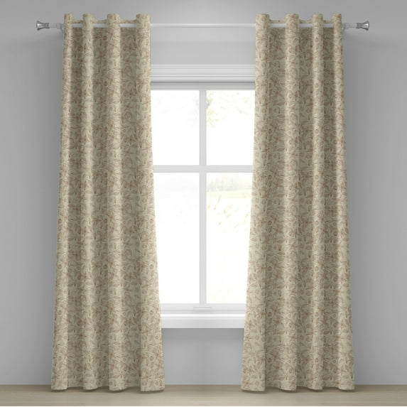 Ambesonne Beige Grommet Curtain, Retro Art Nouveau, 50" x 84", Beige Redwood