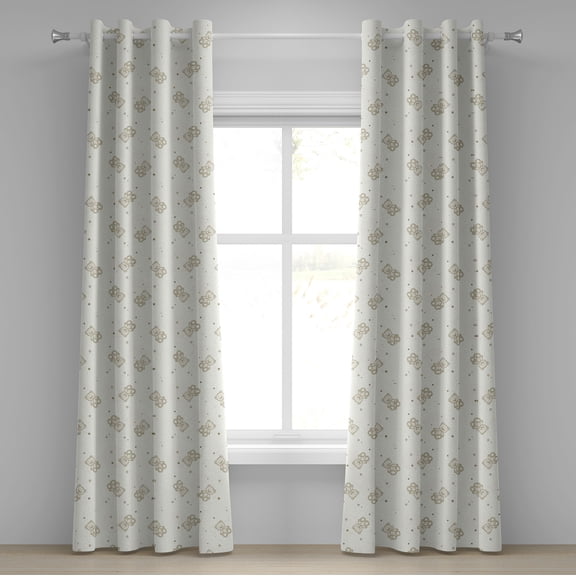 Ambesonne Beige Grommet Curtain, Teddy Bears Stars, 50" x 96", Eggshell Tan