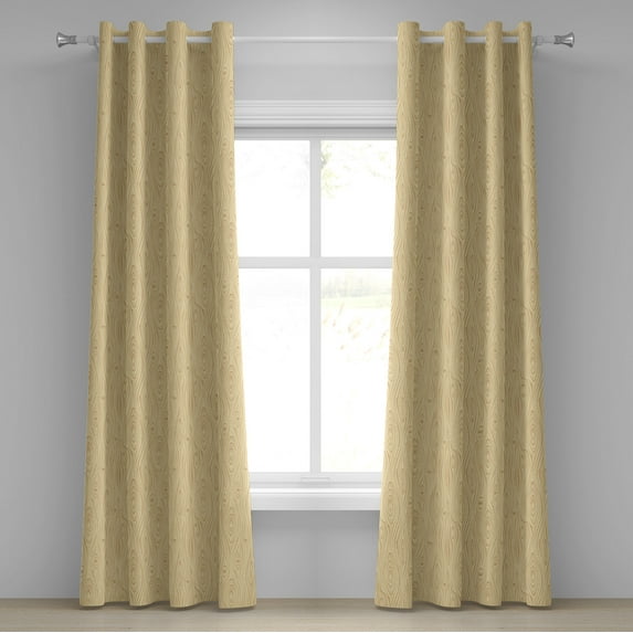 Ambesonne Beige Grommet Curtain, Wooden Texture Organic, 50" x 108", Cream