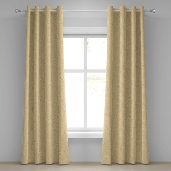 Ambesonne Beige Grommet Curtain, Wooden Texture Organic, 50" x 120", Cream