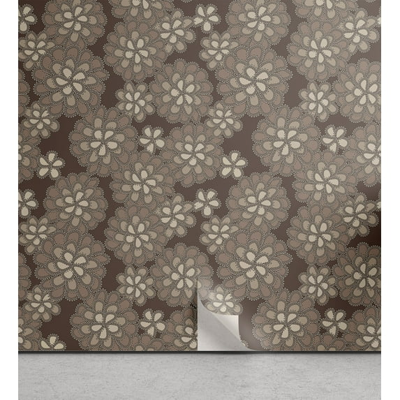 Ambesonne Beige Peel & Stick Wallpaper for Home, Floral Lace Pattern Retro, 13"x72", Multicolor