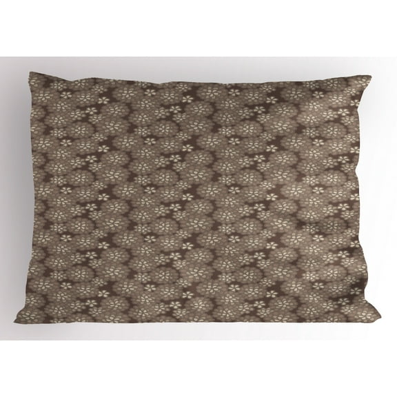 Ambesonne Beige Pillow Sham, Floral Lace Pattern Retro, 36" X 20", Multicolor