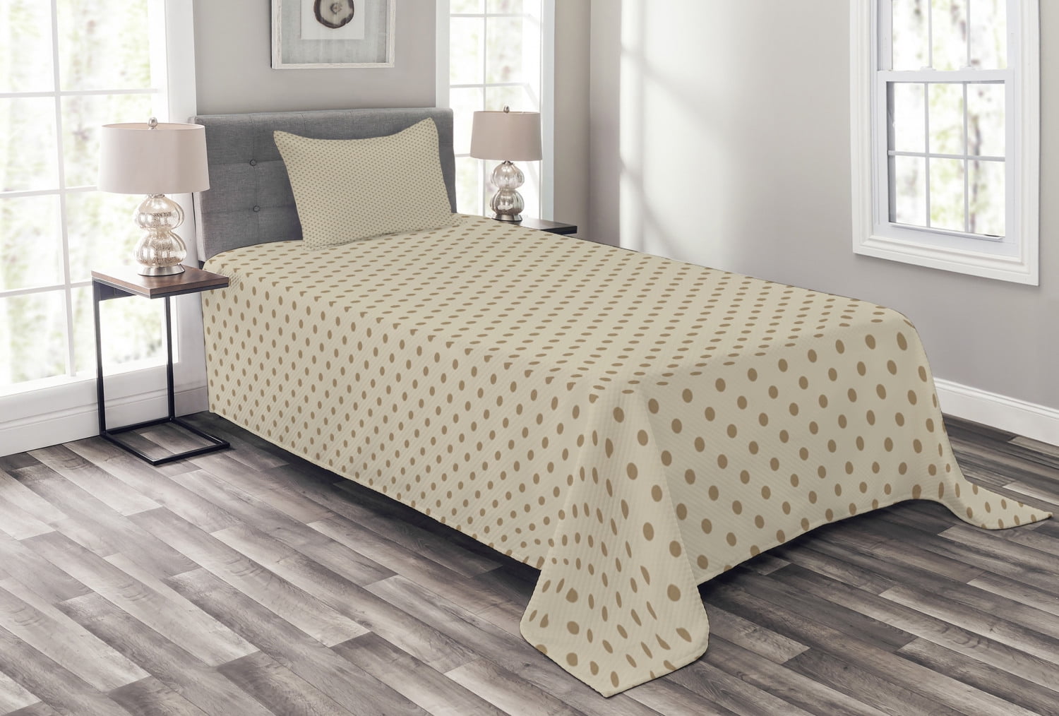 White Quilted Twin Bedspread Set with Pillow Sham