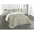 thumbnail image 1 of Ambesonne Beige Quilted Bedspread Set 3 Pcs, Circular Composition Lace, Queen Size, Tan Brown, 1 of 5