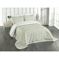 thumbnail image 1 of Ambesonne Beige Quilted Bedspread Set 3 Pcs, Herringbone Line Pattern, Queen Size, Beige Stale Blue Dust, 1 of 5