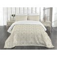 thumbnail image 1 of Ambesonne Beige Quilted Bedspread Set 3 Pcs, Traditional Lace Design, Queen Size, White Beige, 1 of 3
