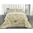 thumbnail image 1 of Ambesonne Beige Quilted Coverlet 3 Pcs, Retro Chess Game Pieces, King Size, Beige, 1 of 4